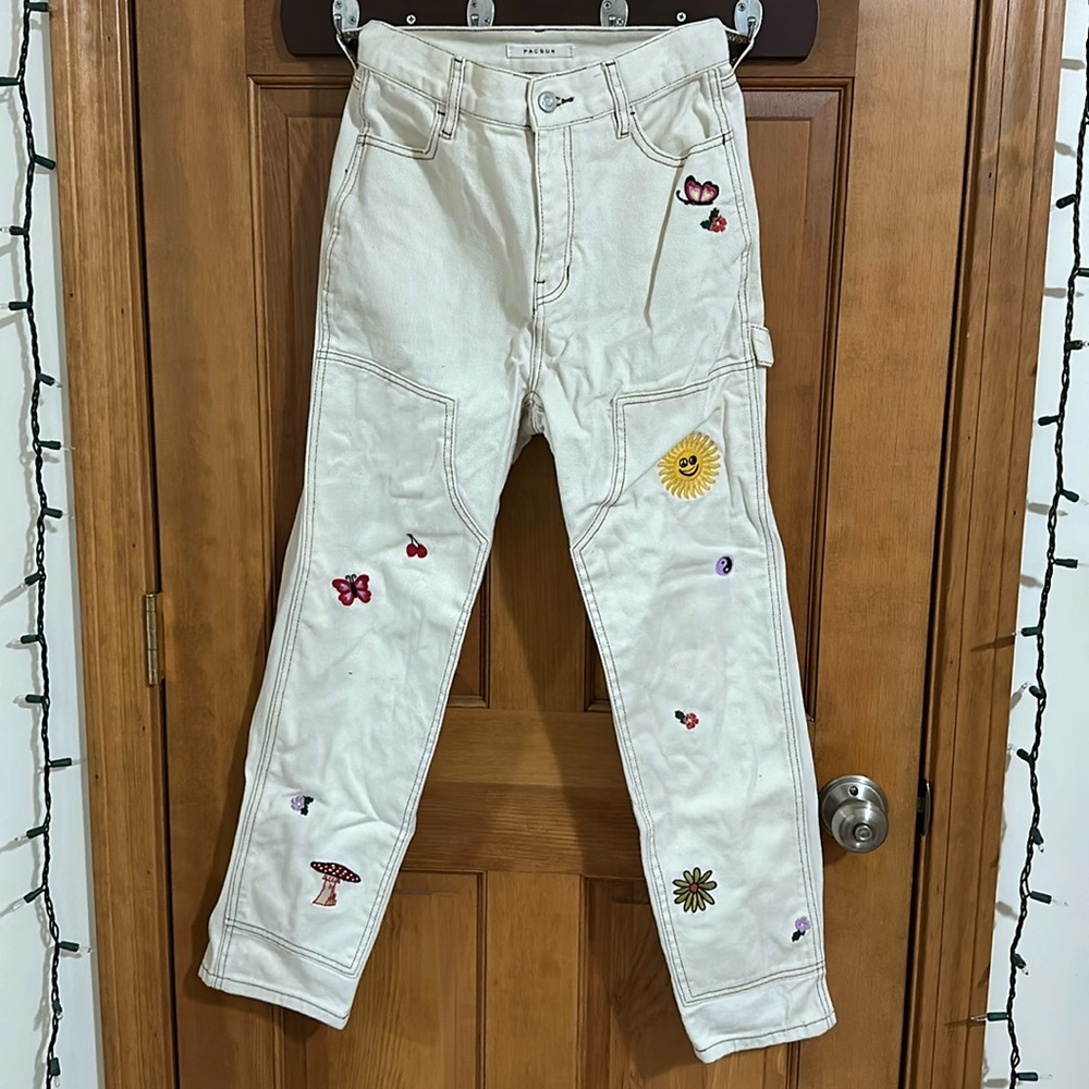 Pacsun patchwork cream cargos
